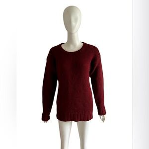 Vintage Dddominick 100% Wool Jumper Crew Neck Sweater Maroon Red Size Medium